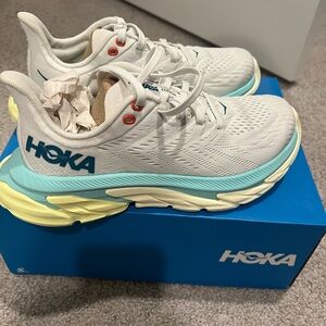 Hoka Clifton Edge Shoes - White and Blue
